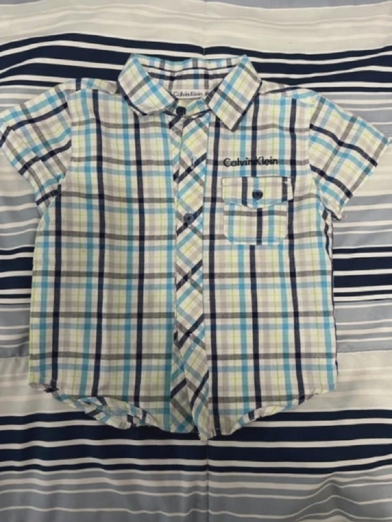 Calvin Klein Other - Calvin Klein Boys Plaid Short-Sleeve Button-Down in Blue & White